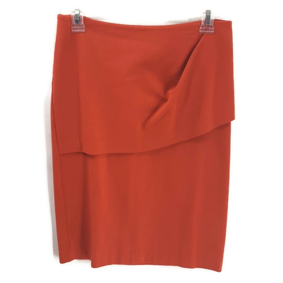 CAbi Burnt Orange Overlay Pencil Skirt sz 4 - Picture 3 of 9